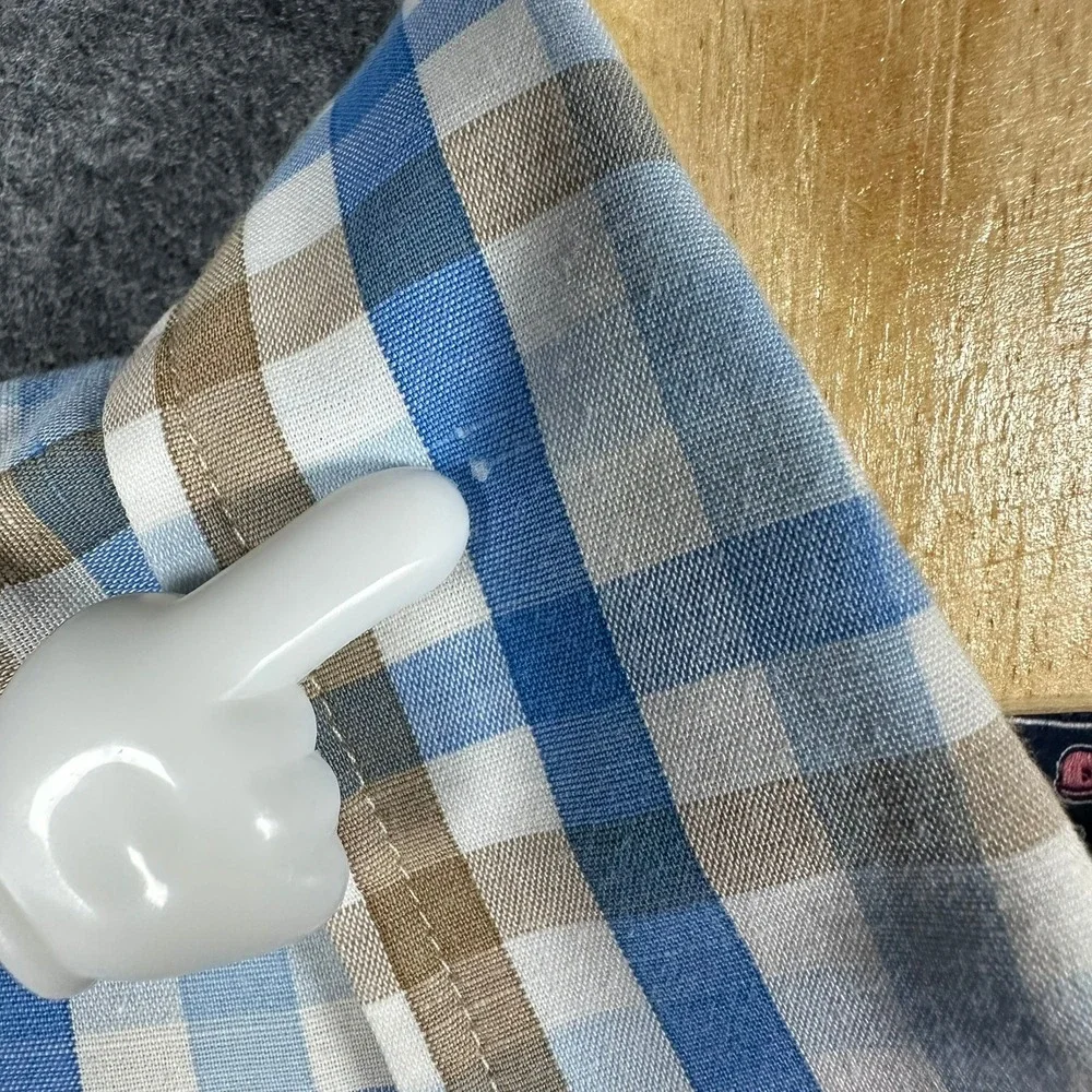 Vineyard Vines Mens Large Classic‎ Fit Cooper Shirt Blue Brown Plaid Preppy